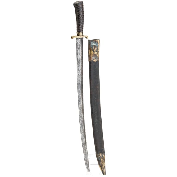 A German hunting hanger with brass mountings, mid 18th century