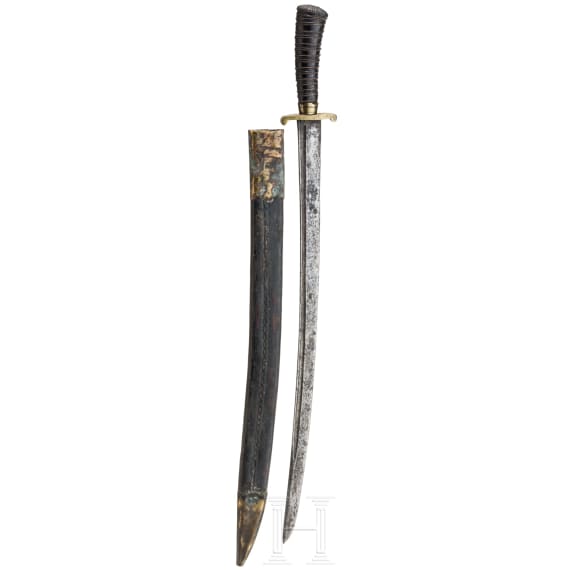 A German hunting hanger with brass mountings, mid 18th century