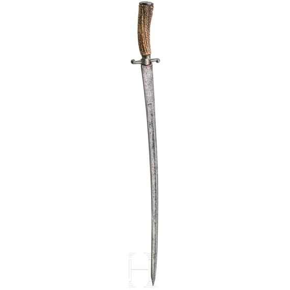 Silbermontierte Jagdplaute, deutsch, Mitte 18. Jhdt.