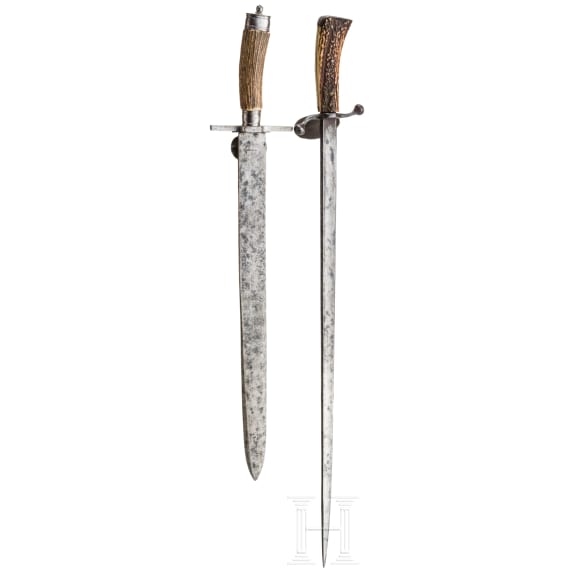 Zwei Hirschf&auml;nger, deutsch, um 1800