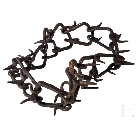 A German iron spiked dog collar, 17th/18th century