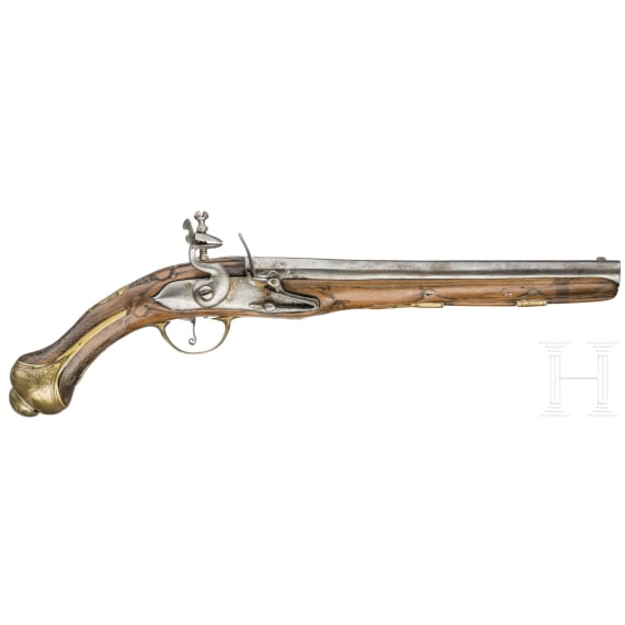 Two Oriental flintlock pistols, probably from the Balkans, circa 1850