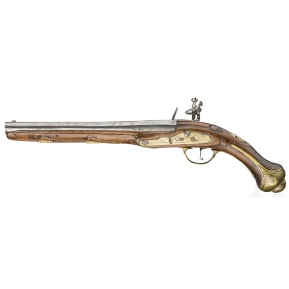 Two Oriental flintlock pistols, probably from the Balkans, circa 1850