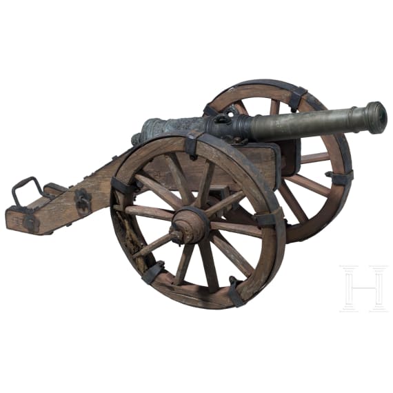 Modellkanone mit Lafette, deutsch, 17. Jhdt.