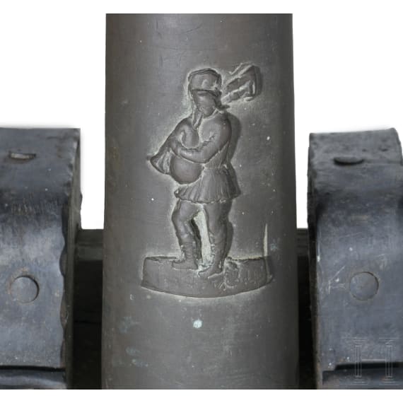 Hinterlader-Modellkanone mit Lafette, fl&auml;misch, 17. Jhdt.