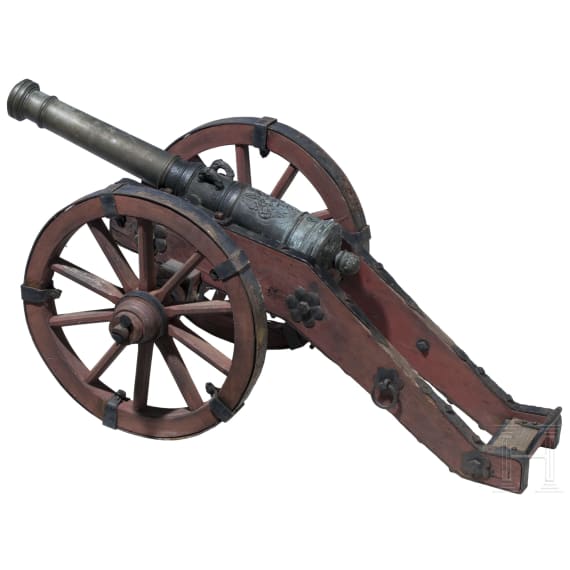 Modellkanone mit Lafette, deutsch, 17. Jhdt.