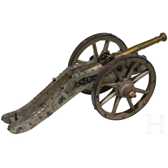 Modellkanone mit Bronzerohr, s&uuml;ddeutsch, um 1700