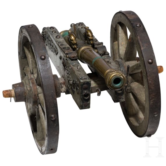 Modellkanone mit Bronzerohr, s&uuml;ddeutsch, um 1700