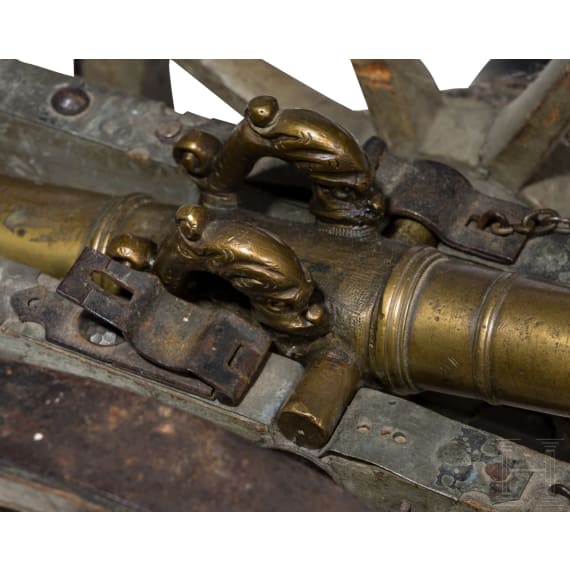 Modellkanone mit Bronzerohr, s&uuml;ddeutsch, um 1700