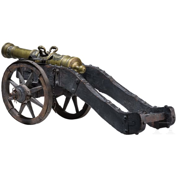 Modellkanone auf h&ouml;lzerner Lafette, deutsch, 19. Jhdt.
