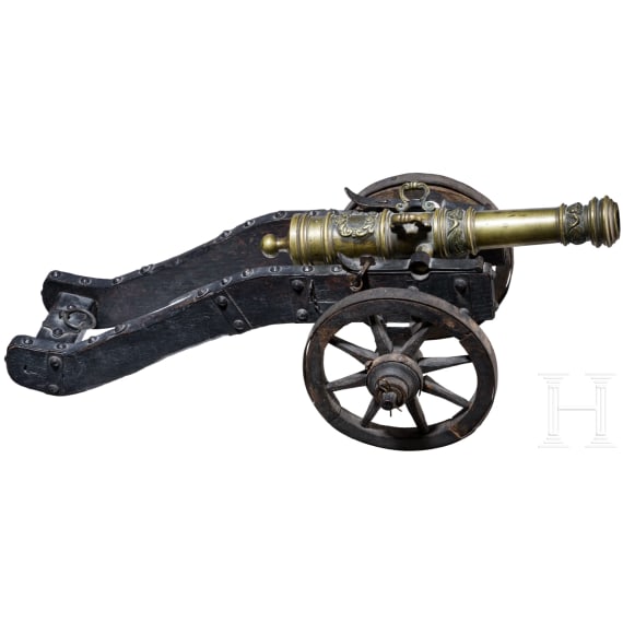 Modellkanone auf h&ouml;lzerner Lafette, deutsch, 19. Jhdt.