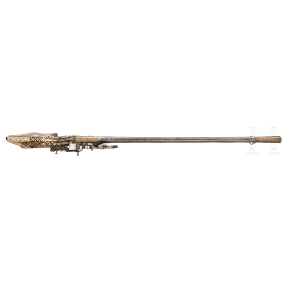 A Silesian wheellock rifle (tschinke) with Ottoman Damascus barrel, circa 1620