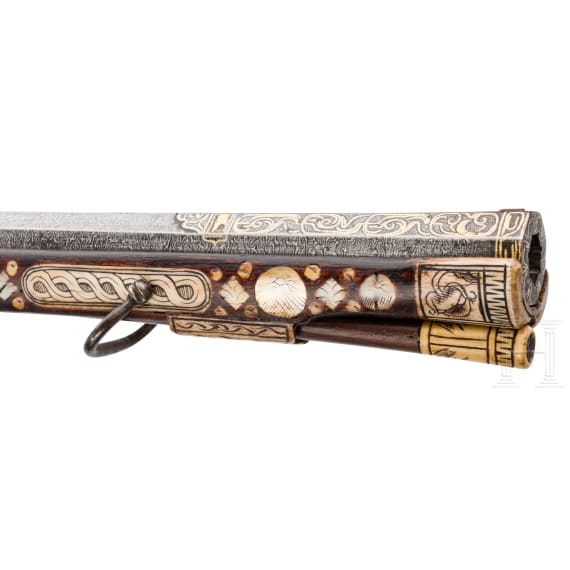 A Silesian wheellock rifle (tschinke) with Ottoman Damascus barrel, circa 1620