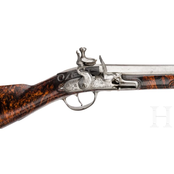 Steinschlosskarabiner mit Thujaschaft, Niederlande (?), um 1690/1700