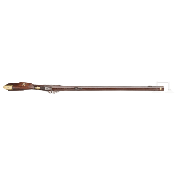 A heavy German flintlock rifle, Wolfmeyer in Fulda, circa 1760
