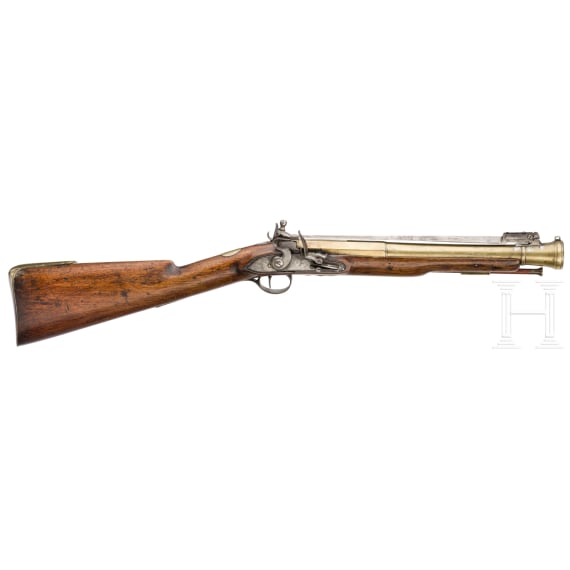 An English blunderbuss with spring loaded bayonet, Mewis & Co. in Birmingham, late 18th century