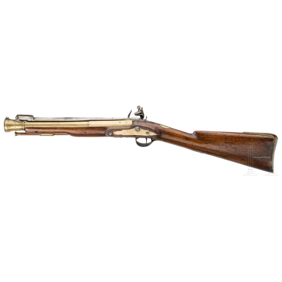 An English blunderbuss with spring loaded bayonet, Mewis & Co. in Birmingham, late 18th century