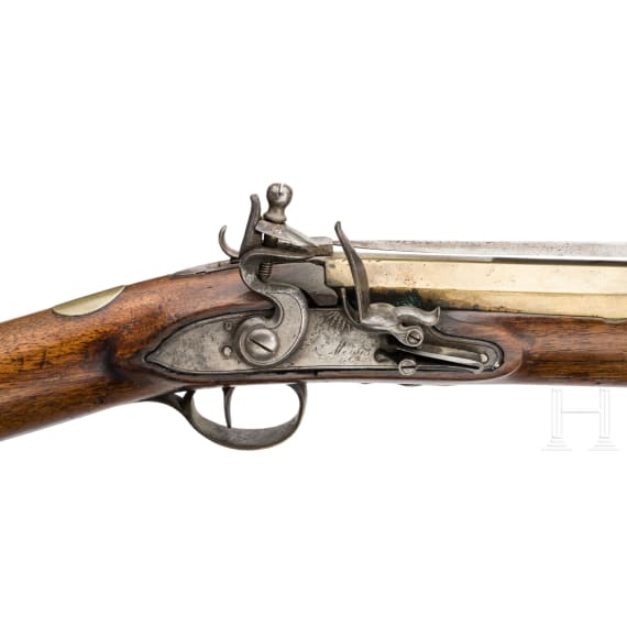 An English blunderbuss with spring loaded bayonet, Mewis & Co. in Birmingham, late 18th century