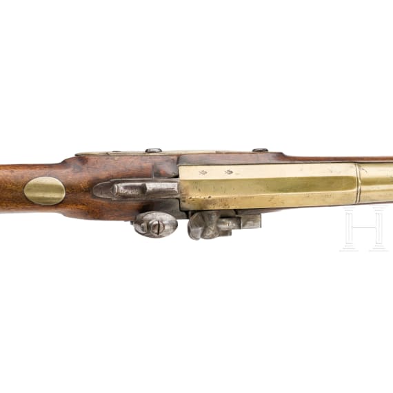 An English blunderbuss with spring loaded bayonet, Mewis & Co. in Birmingham, late 18th century
