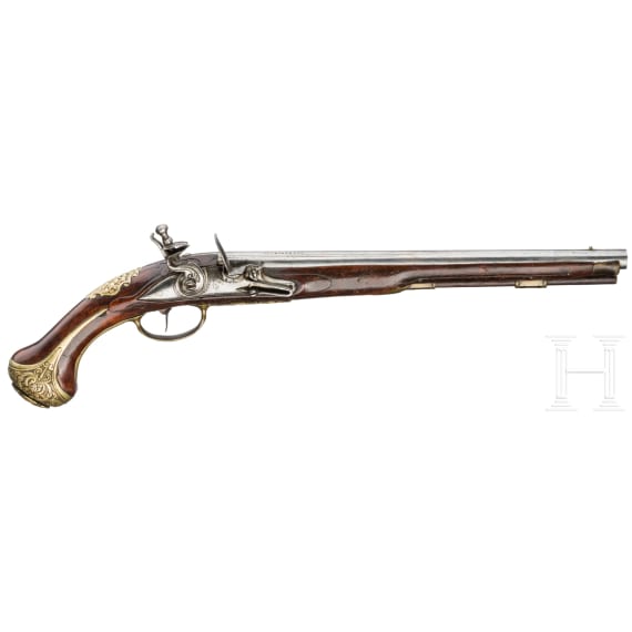 Steinschlosspistole mit brescianer Lauf , deutsch, um 1720