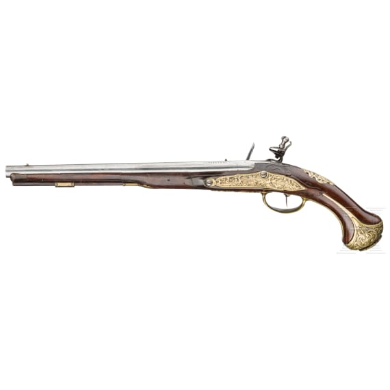 Steinschlosspistole mit brescianer Lauf , deutsch, um 1720
