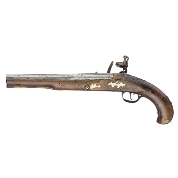 Steinschlosspistole, deutsch, um 1730