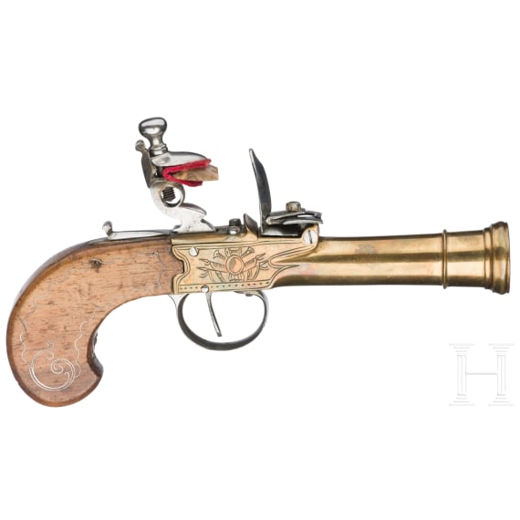 A pair of French flintlock blunderbuss pistols, circa 1760