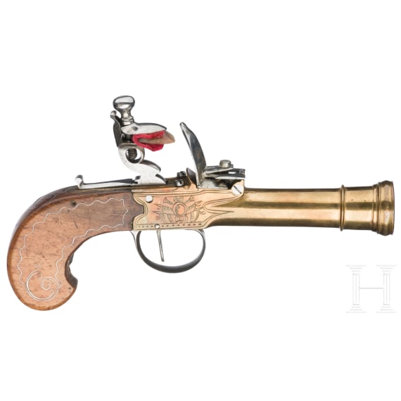 A pair of French flintlock blunderbuss pistols, circa 1760