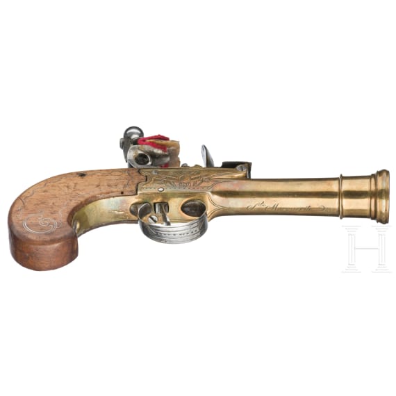 A pair of French flintlock blunderbuss pistols, circa 1760