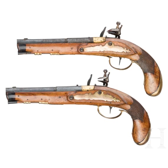 A pair of flintlock pistols, Regensburg, circa 1780