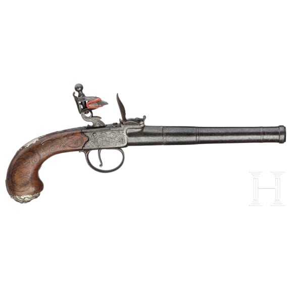 A Pair of Queen Anne flintlock pistols, Brueton in Birmingham, circa 1710/20