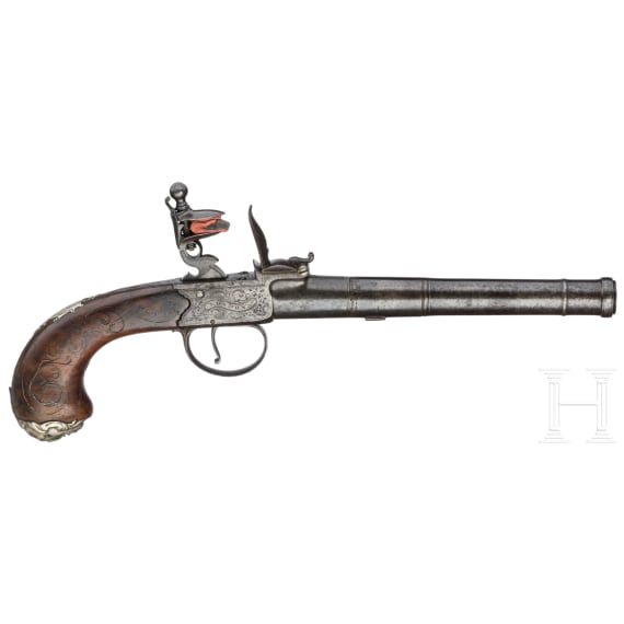 A Pair of Queen Anne flintlock pistols, Brueton in Birmingham, circa 1710/20