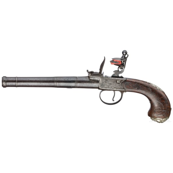 A Pair of Queen Anne flintlock pistols, Brueton in Birmingham, circa 1710/20
