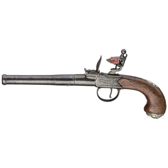 A Pair of Queen Anne flintlock pistols, Brueton in Birmingham, circa 1710/20