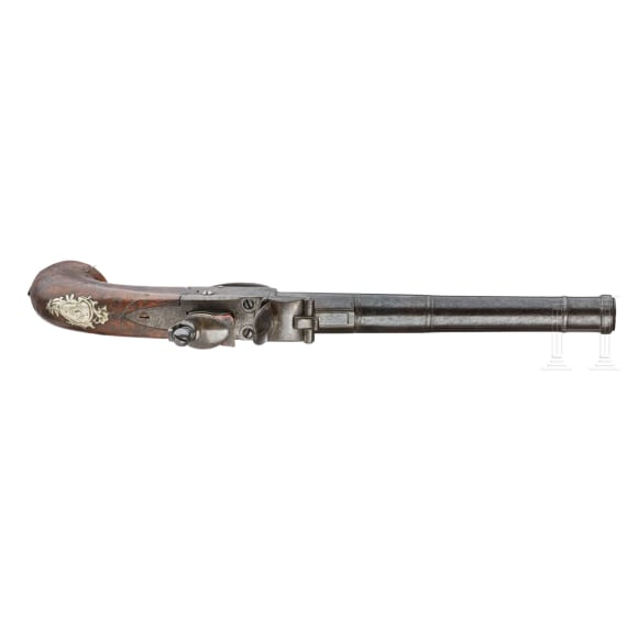 A Pair of Queen Anne flintlock pistols, Brueton in Birmingham, circa 1710/20