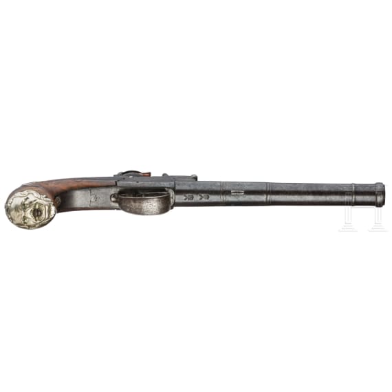 A Pair of Queen Anne flintlock pistols, Brueton in Birmingham, circa 1710/20