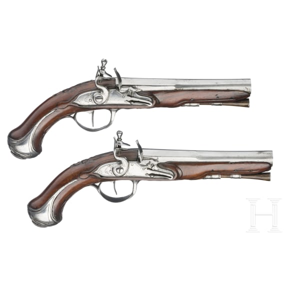 A pair of French flintlock pistols, circa 1780