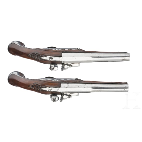 A pair of French flintlock pistols, circa 1780