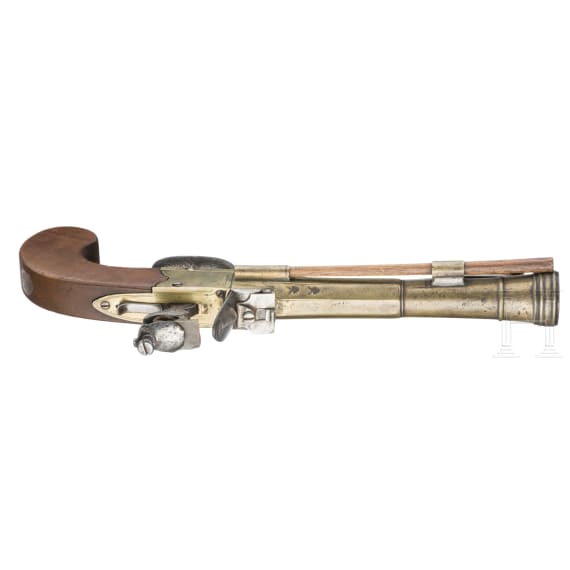 A flintlock shotgun pocket pistol with bayonet, Brimingham, circa 1800
