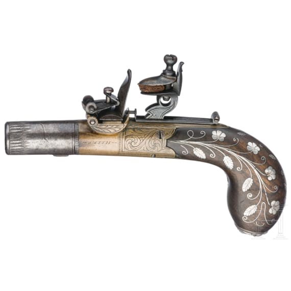 A flintlock pocked pistol, Smith in London, circa 1800