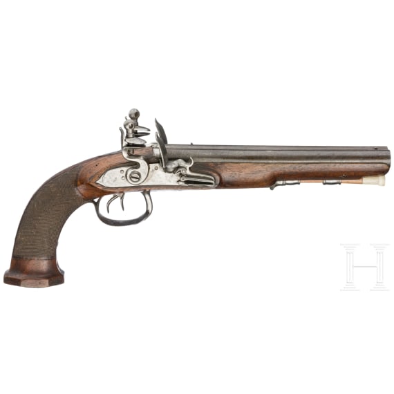 A pair of double-barrelled flintlock pistols, Li&egrave;ge, circa 1810