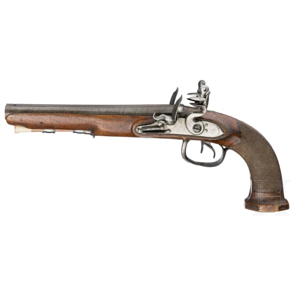 A pair of double-barrelled flintlock pistols, Li&egrave;ge, circa 1810