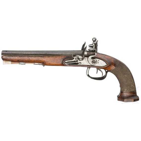 A pair of double-barrelled flintlock pistols, Li&egrave;ge, circa 1810