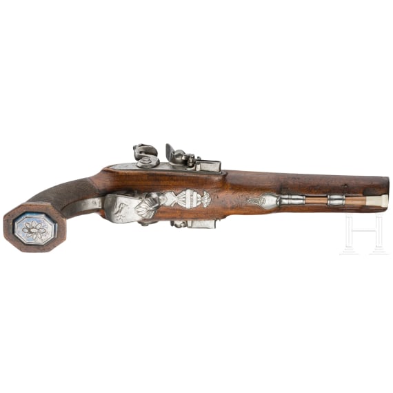A pair of double-barrelled flintlock pistols, Li&egrave;ge, circa 1810
