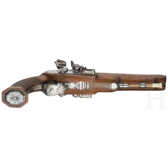 A pair of double-barrelled flintlock pistols, Li&egrave;ge, circa 1810