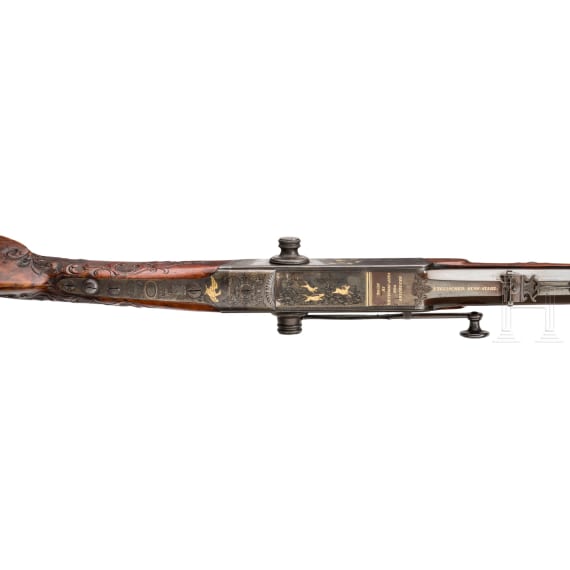 A breech-loading, under-hammer percussion rifle, Casper Schaller, Suhl, circa 1850
