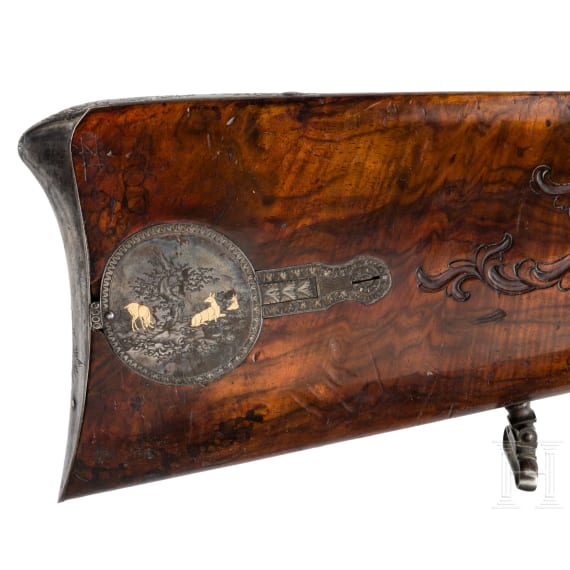 A breech-loading, under-hammer percussion rifle, Casper Schaller, Suhl, circa 1850