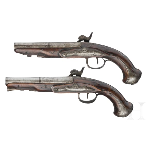 Ein Paar Perkussionspistolen, Frankreich, um 1780