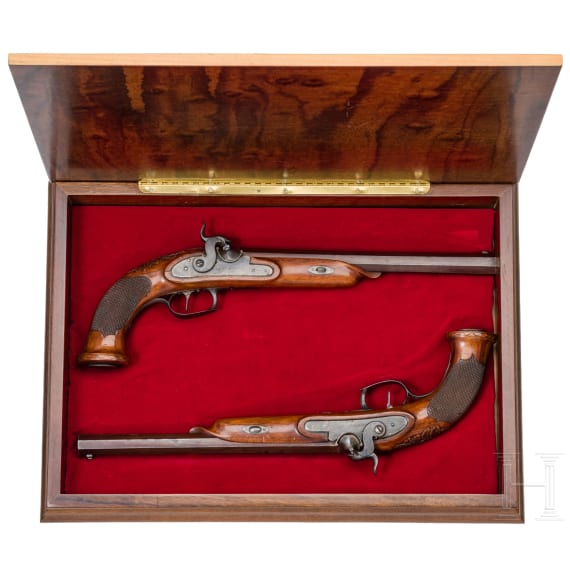 Ein Paar Perkussionspistolen im Kasten, Franz Rinspacher in M&uuml;nchen, um 1820