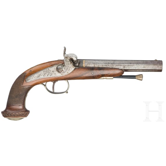A pair of percussion pistols, Li&eacute;ge, circa 1860